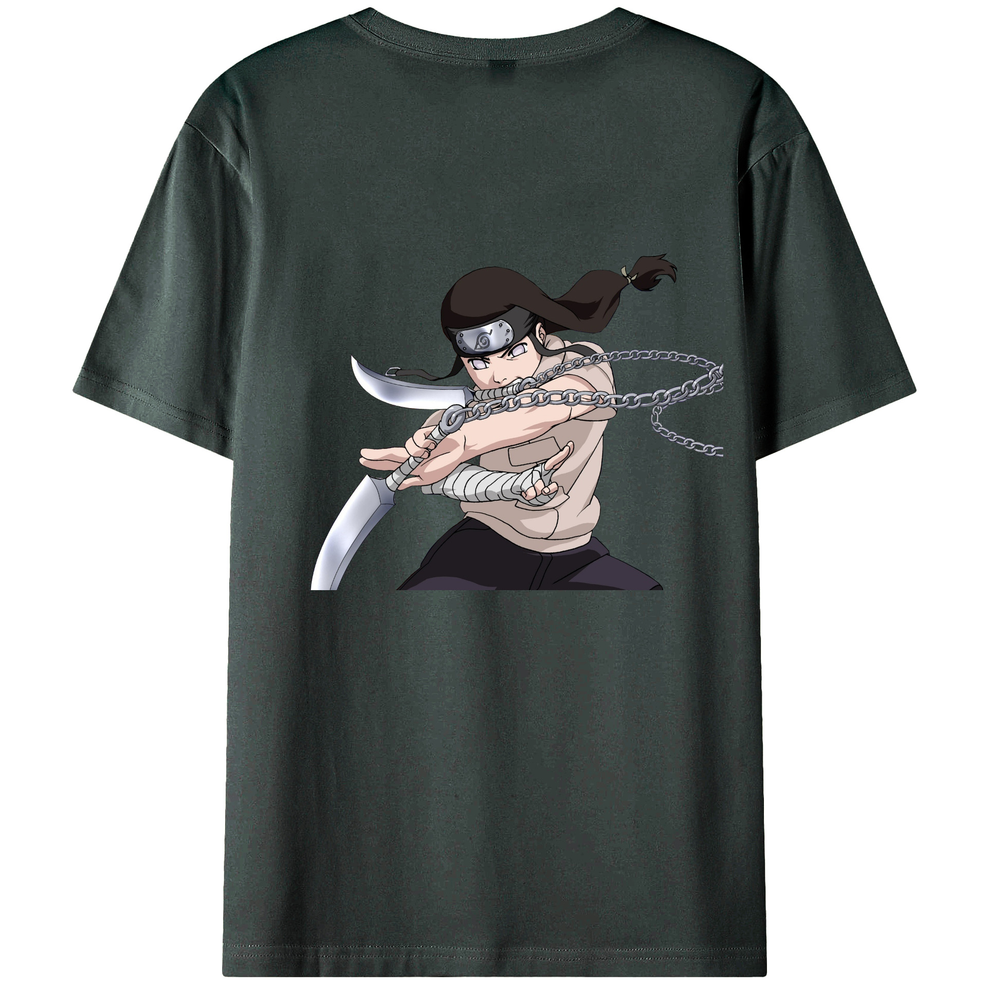 （画像用） NARUTO -ナルト- 日向ネジ Hyūga Neji 綿100％ メンズ半袖Tシャツ（バックプリント） 通気性